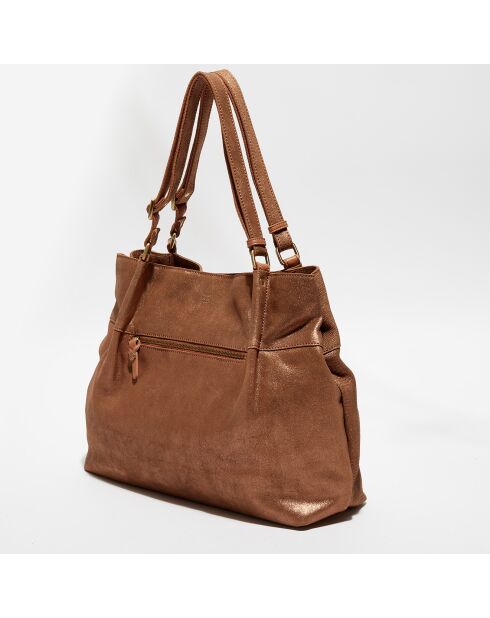 Sac cabas en Cuir Rozenn L camel - 31x43x11 cm