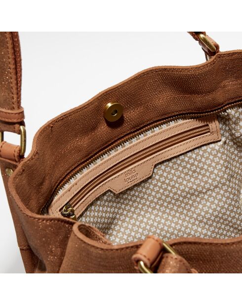 Sac cabas en Cuir Rozenn L camel - 31x43x11 cm