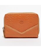 Portefeuille en Cuir Rome orange - 14x3x10 cm