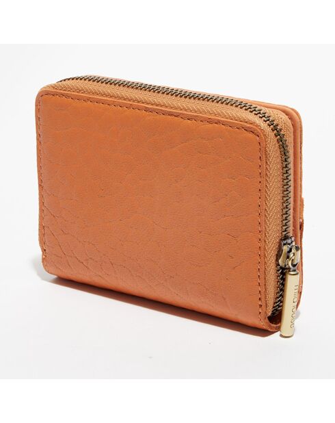 Portefeuille en Cuir Rome orange - 14x3x10 cm