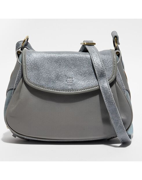 Sac bandoulière en Cuir Ruby Xs New Glit bleu gris - 34x25x9 cm