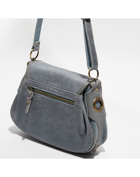 Sac bandoulière en Cuir Ruby Xs New Glit bleu gris - 34x25x9 cm