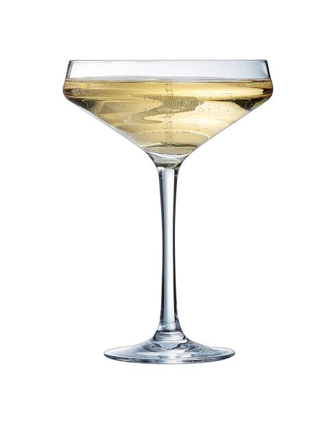 6 transparante champagne- en cocktailglazen -30cl