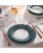 6 Assiettes plates décorées Zadig bleues - D.22 cm