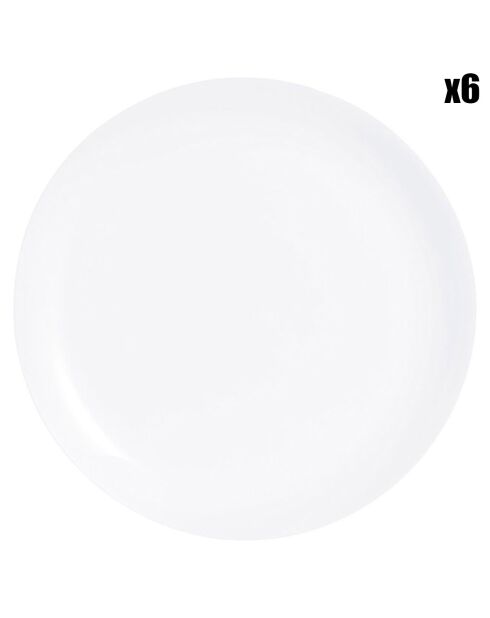 6 Assiettes plates Alizée Luminis blanches - D.22 cm