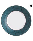 6 Assiettes plates décorées Zadig bleues - D.22 cm