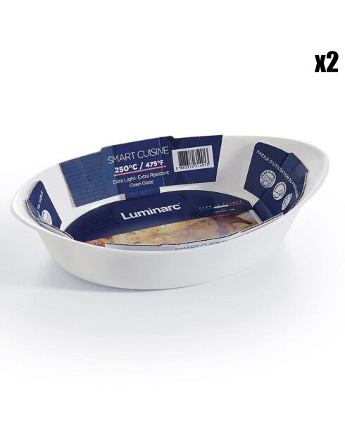 2 Plats de cuisson Smart Cuisine Carine blancs - 15.8x25x5.8 cm