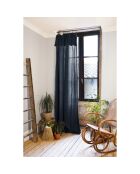 Rideau ajustable + 8 anneaux pince Gaze de coton Gaïa Minuit bleu foncé