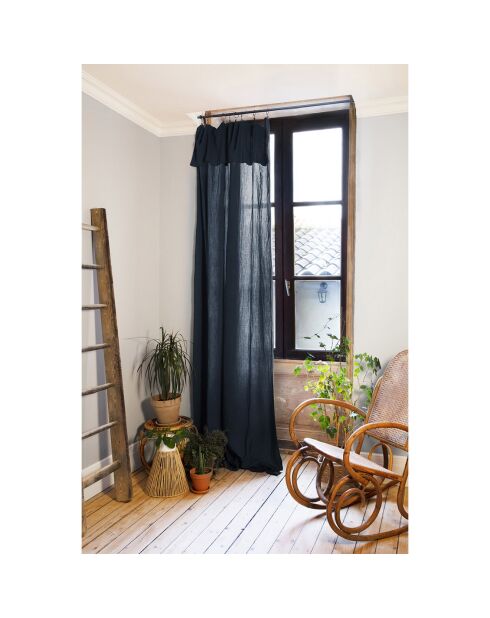 Rideau ajustable + 8 anneaux pince Gaze de coton Gaïa Minuit bleu foncé