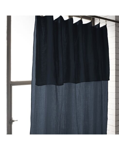 Rideau ajustable + 8 anneaux pince Gaze de coton Gaïa Minuit bleu foncé