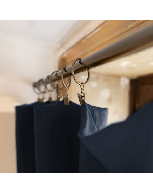 Rideau ajustable + 8 anneaux pince Gaze de coton Gaïa Minuit bleu foncé