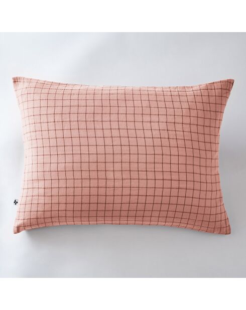 Taie d'oreiller Gaze de coton Gaïa Mix Rose pêche rose
