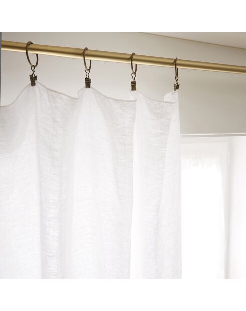 Rideau ajustable + 8 anneaux pince Lin lavé Soline Craie blanc