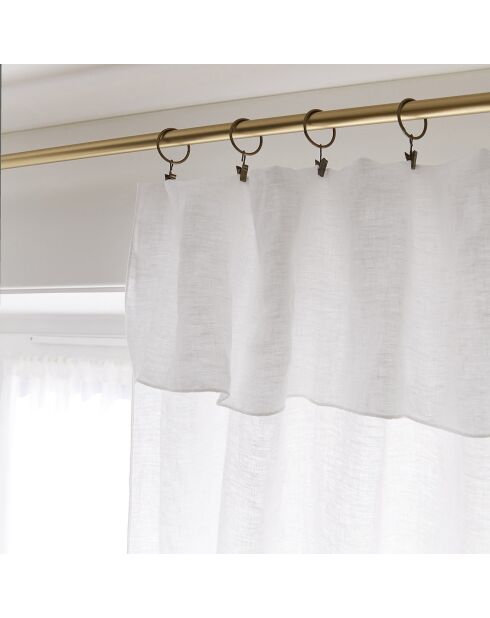 Rideau ajustable + 8 anneaux pince Lin lavé Soline Craie blanc