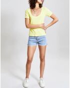 T-Shirt Rose côtelé jaune