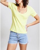 T-Shirt Rose côtelé jaune