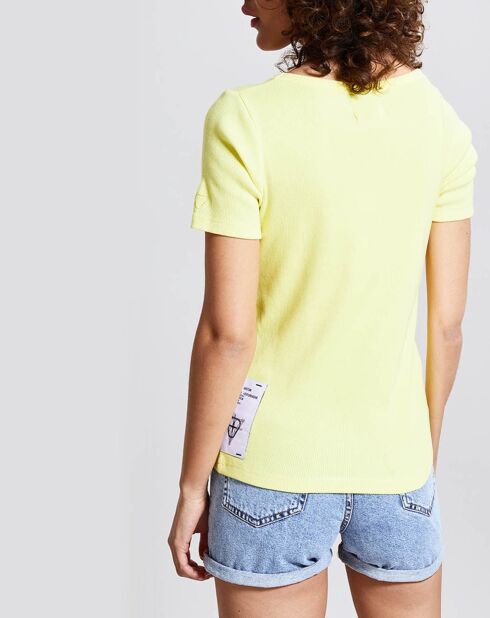 T-Shirt Rose côtelé jaune