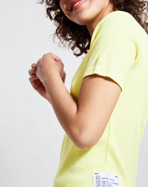 T-Shirt Rose côtelé jaune