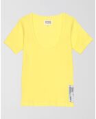 T-Shirt Rose côtelé jaune