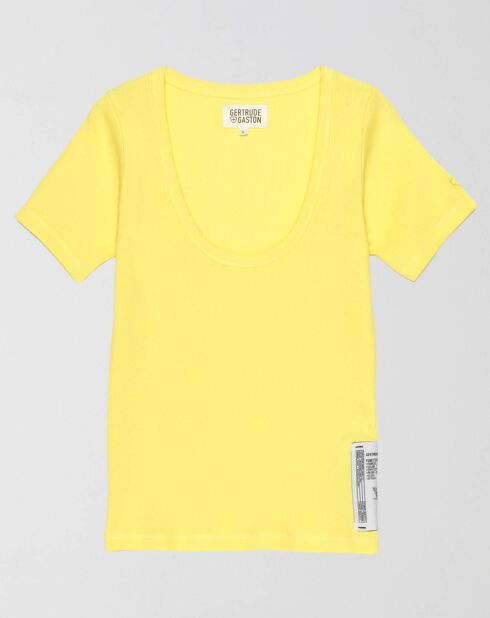 T-Shirt Rose côtelé jaune