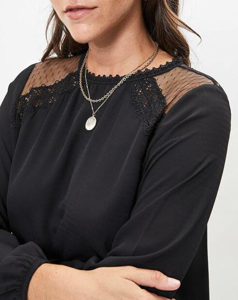 Robe Woven broderie noire