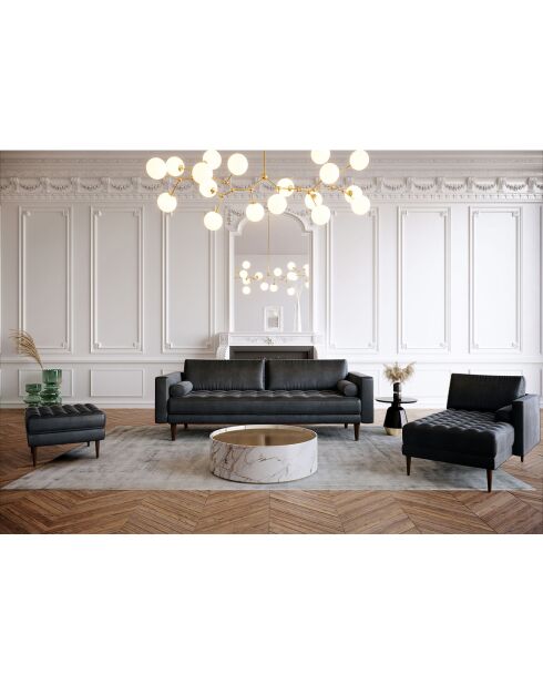 Jakob Velvet Poef zwart - 60x60x45 cm