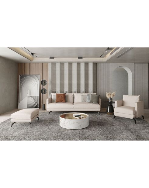 Trame Unic Sitzhocker aus Stoff, 90 x 70 x 46 cm, beige