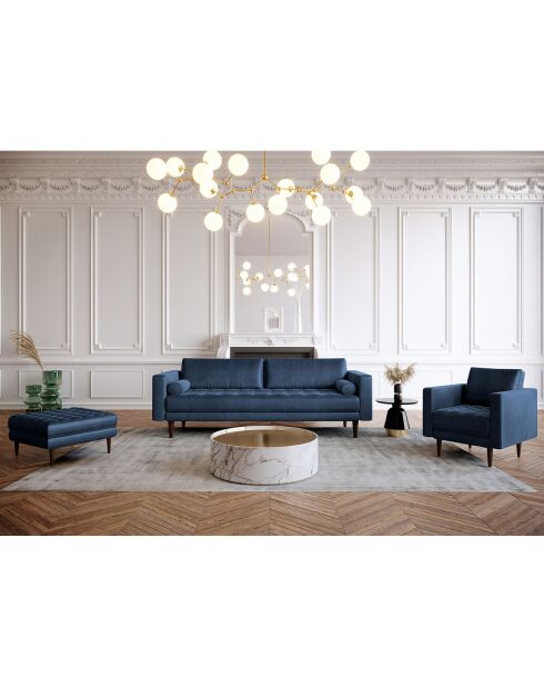 Fauteuil Velours Jakob bleu nuit - 84x85x77 cm