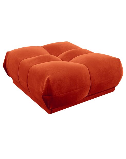 Acogedor puf retro de terciopelo naranja - 90x105x46 cm