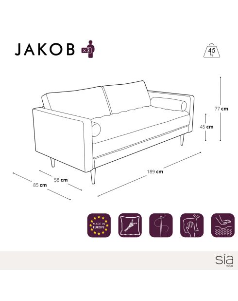 Jakob 2-zitsbank fluwelen mosterdgeel - 159x85x77 cm