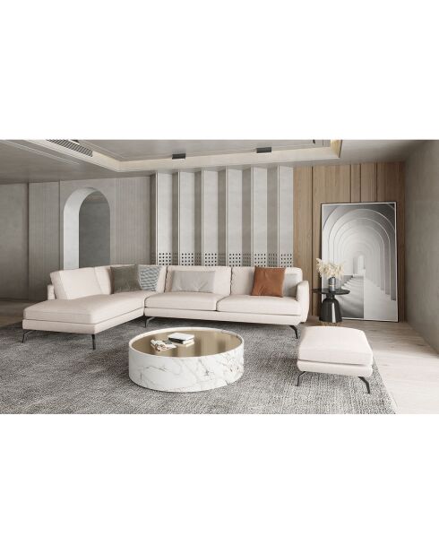 Unic Beiges Weitwinkelsofa aus Stoff für Linkshänder — 300 x 202 x 83 cm