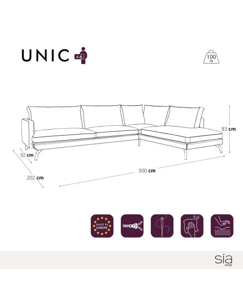 Unic Trame Stoffsofa, breit, rechtwinklig, 300 x 202 x 83 cm, beige