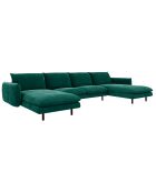 Canapé Velours grand U Panoramique Isak vert foret - 315x92/160x85 cm