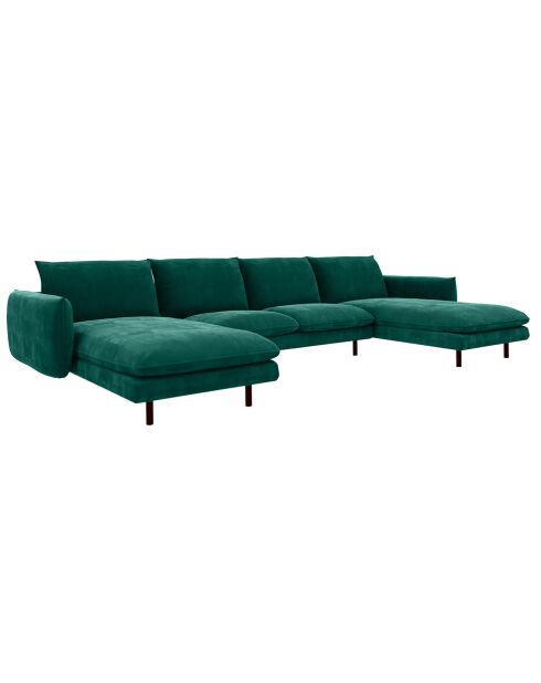 Canapé Velours grand U Panoramique Isak vert foret - 315x92/160x85 cm