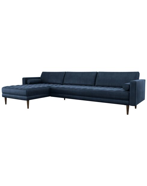 Canapé Velours grand angle gauche Jakob bleu nuit - 307x85/ 160x77 cm