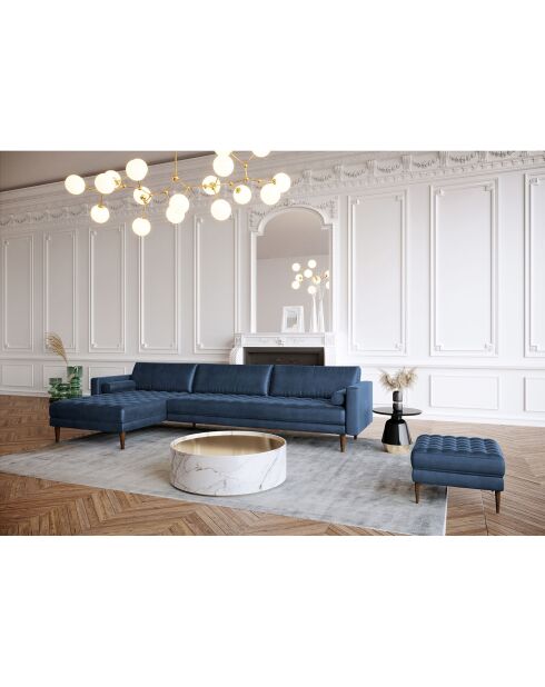 Canapé Velours grand angle gauche Jakob bleu nuit - 307x85/ 160x77 cm