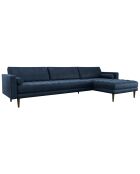 Canapé Velours grand angle droit Jakob bleu nuit - 307x85/ 160x77 cm