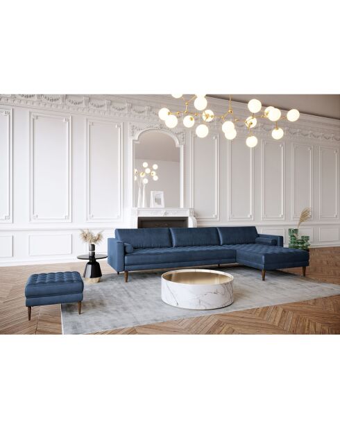 Canapé Velours grand angle droit Jakob bleu nuit - 307x85/ 160x77 cm