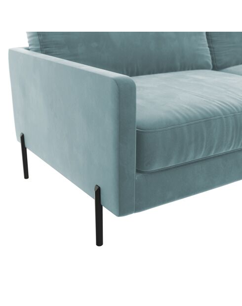 Blaues, linkes Weitwinkelsofa aus Samt, 256 x 200 x 78 cm