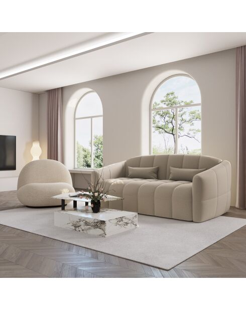 Express Bouclette Ausziehsofa Nora Matratze Taupe — 225x108x88 cm