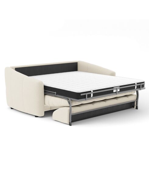 Divano Bouclette Materasso Express convertibile Nora crema - 225x108x88 cm