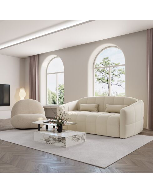 Divano Bouclette Materasso Express convertibile Nora crema - 225x108x88 cm