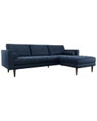 Canapé Velours d'angle droit Jakob bleu nuit - 262x85/ 160x77 cm