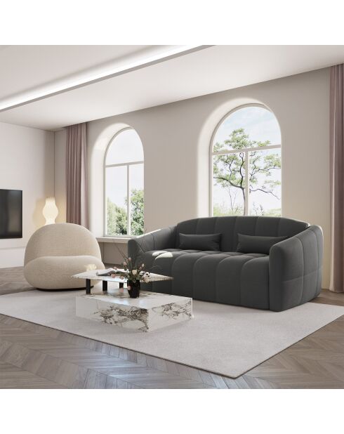 Trame Stoffsofa, umwandelbar, Express, Nora-Matratze, Anthrazitgrau, Nora-Matratze - 225x108x88 cm