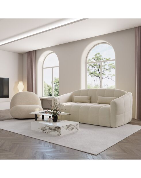 Expresso-Matratze Nora, umwandelbar, aus Stoff von Trame, 205 x 108 x 88 cm, cremefarben