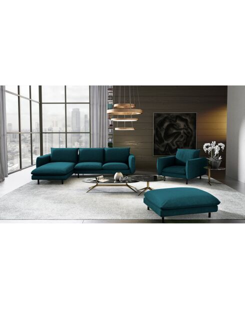 Trame Stoffsofa linke Ecke Isak petrolblau - 235x92/160x85 cm