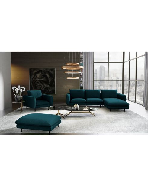 Isak Petrolblaues Trame Stoffsofa rechtwinklig - 235x92/160x85 cm
