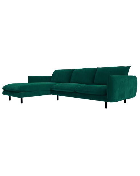 Canapé Velours d'angle gauche Isak vert foret - 235x92/160x85 cm