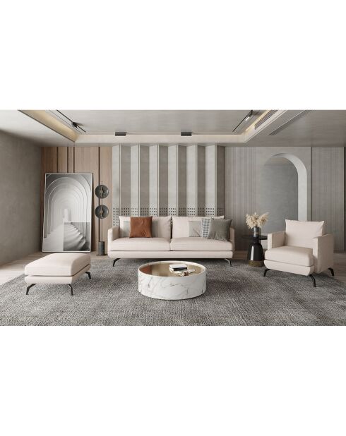 Unic 3-Sitzer-Sofa aus gewebtem Stoff, 220 x 92 x 83 cm, beige