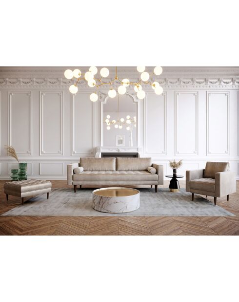 Canapé Velours 4 Places Jakob beige - 219x85x77 cm